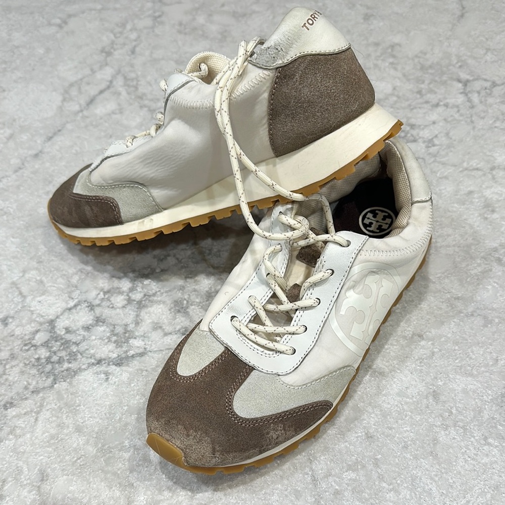 Tory Burch Women’s Cream and Brown Sneakers